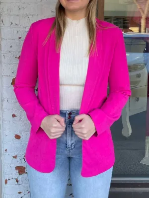 Trendy Solid Collared Woven Blazer