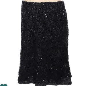 Trixi Schober Black Knee-Length Pencil Skirt Sequin Mesh Embellishments Size 10