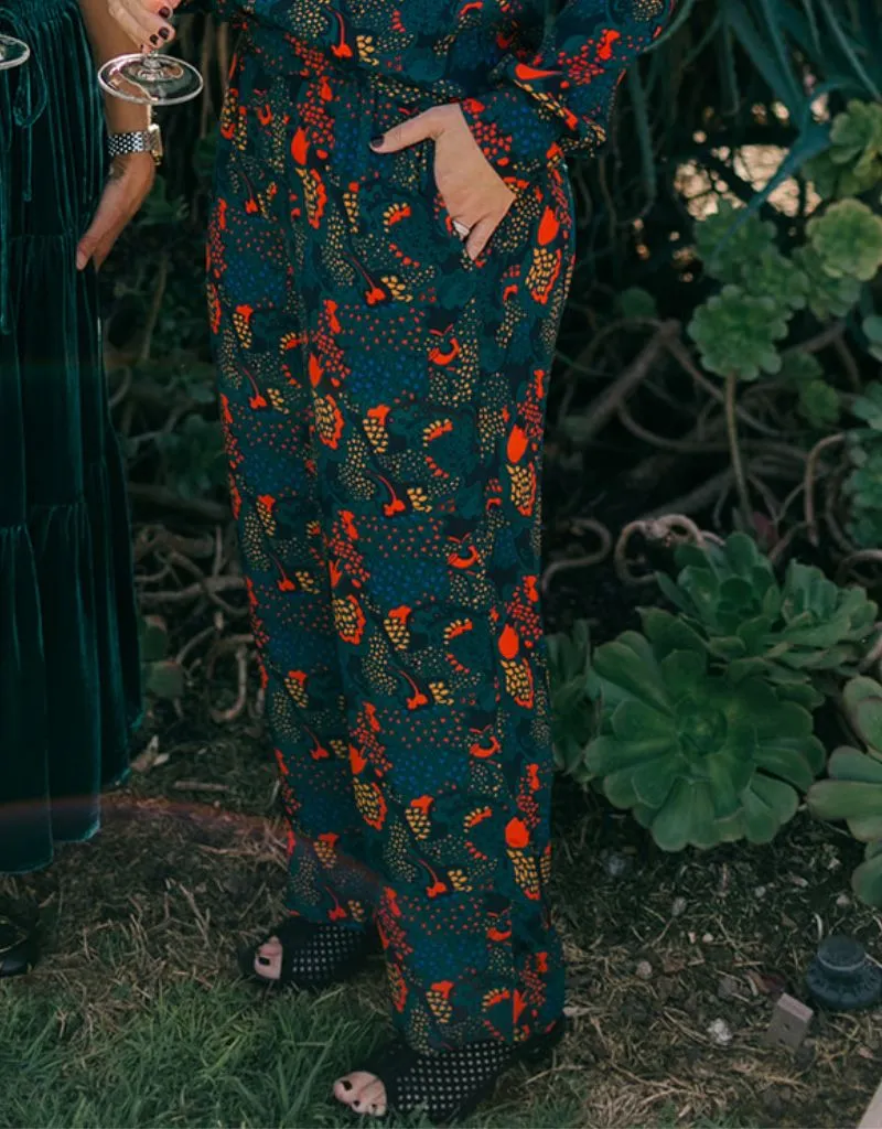 Trovata Leona Pant in Teal Plume