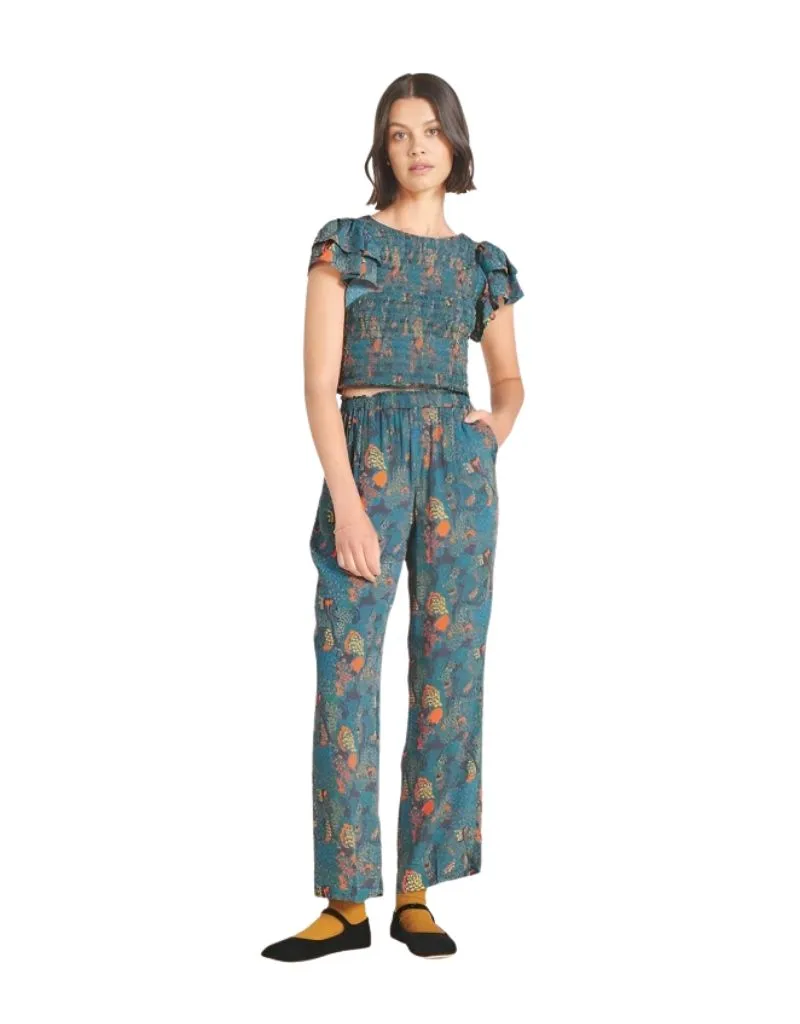 Trovata Leona Pant in Teal Plume