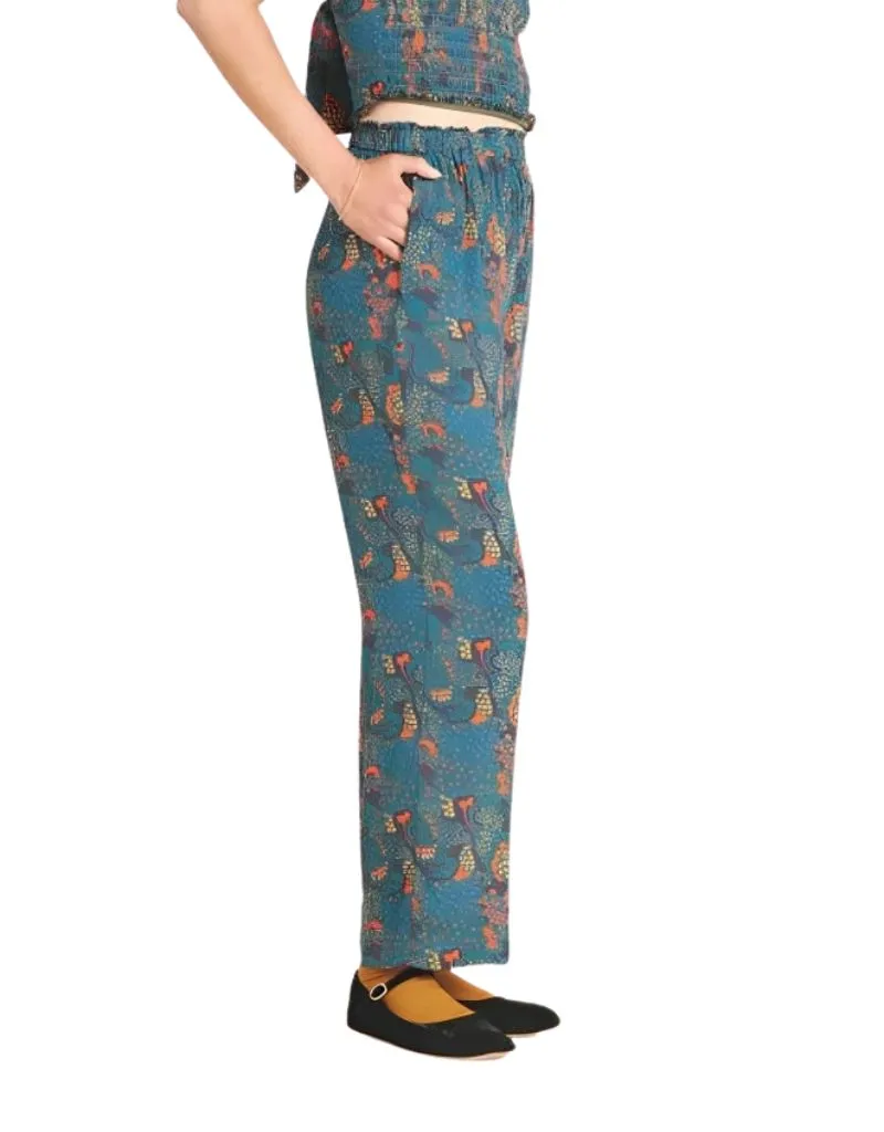 Trovata Leona Pant in Teal Plume