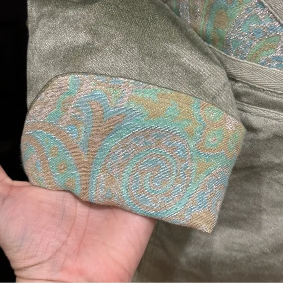 TRUE Meaning Green Velvet/Velour Metallic Paisley Blazer Jacket 8 Western Rodeo