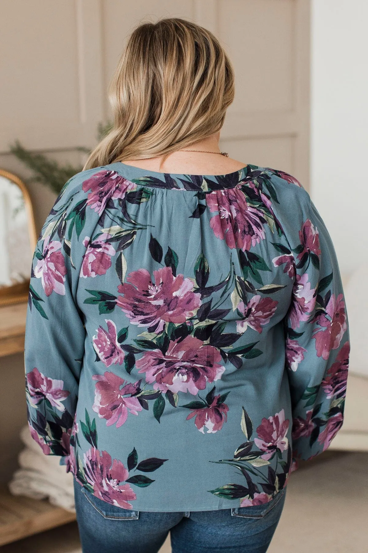 Trust The Process Floral Blouse- Denim & Lavender