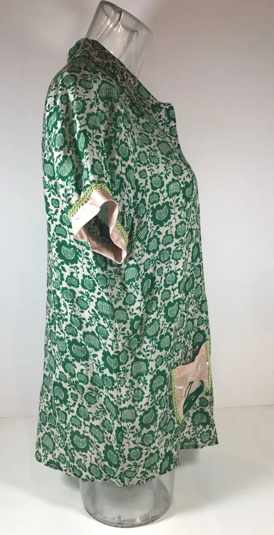 TSUMORI CHISATO Green Blouse w/ Silk Pockets & Trim Size 3