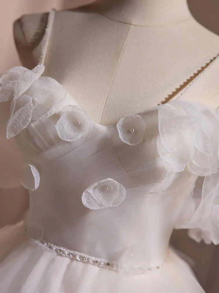 Tulle White Off the Shoulder Flower Short Homecoming Dress