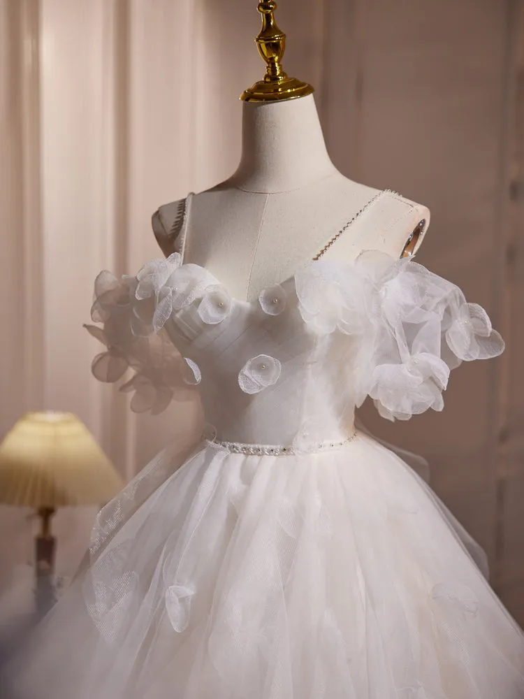 Tulle White Off the Shoulder Flower Short Homecoming Dress