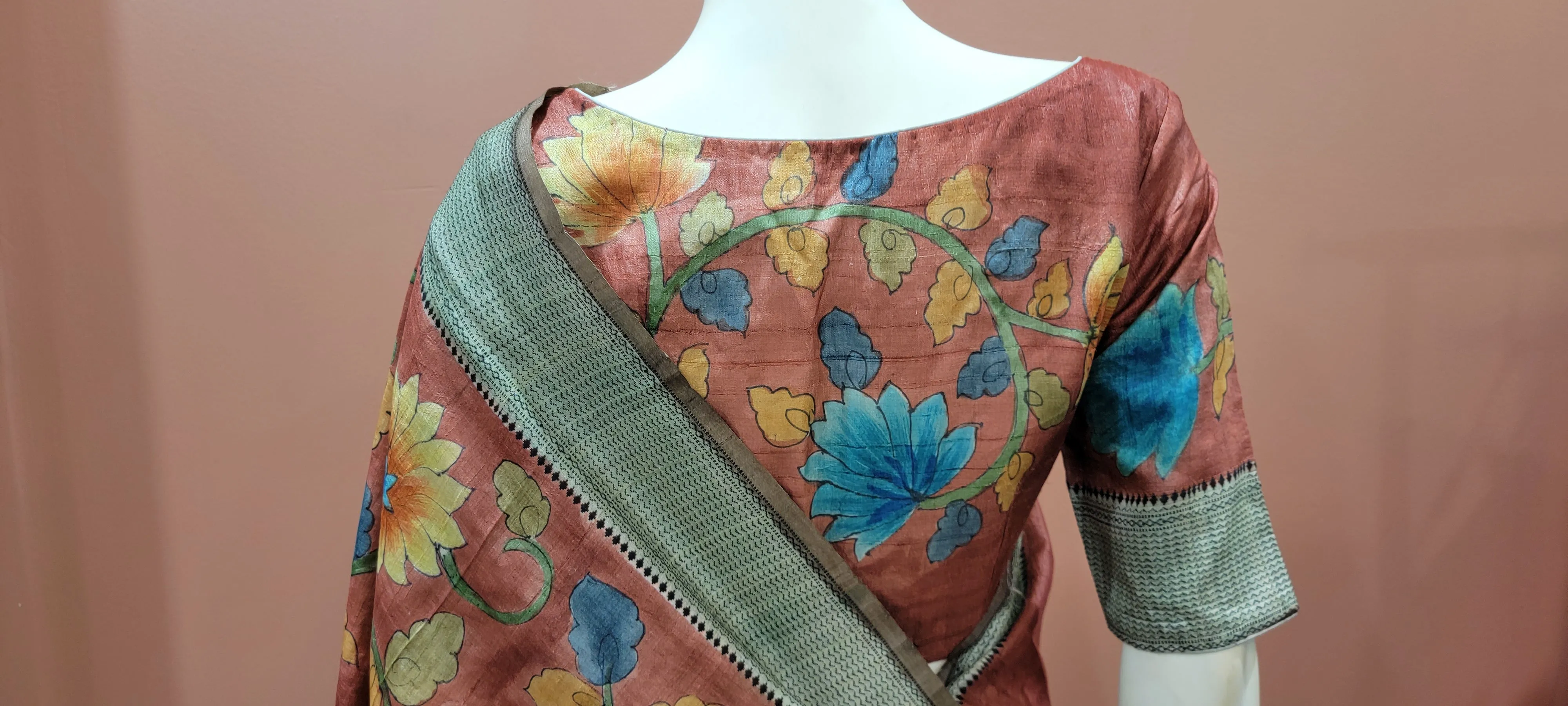 Tussar Kalamkari Saree w/ Blouse