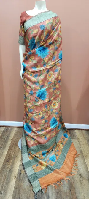 Tussar Kalamkari Saree w/ Blouse