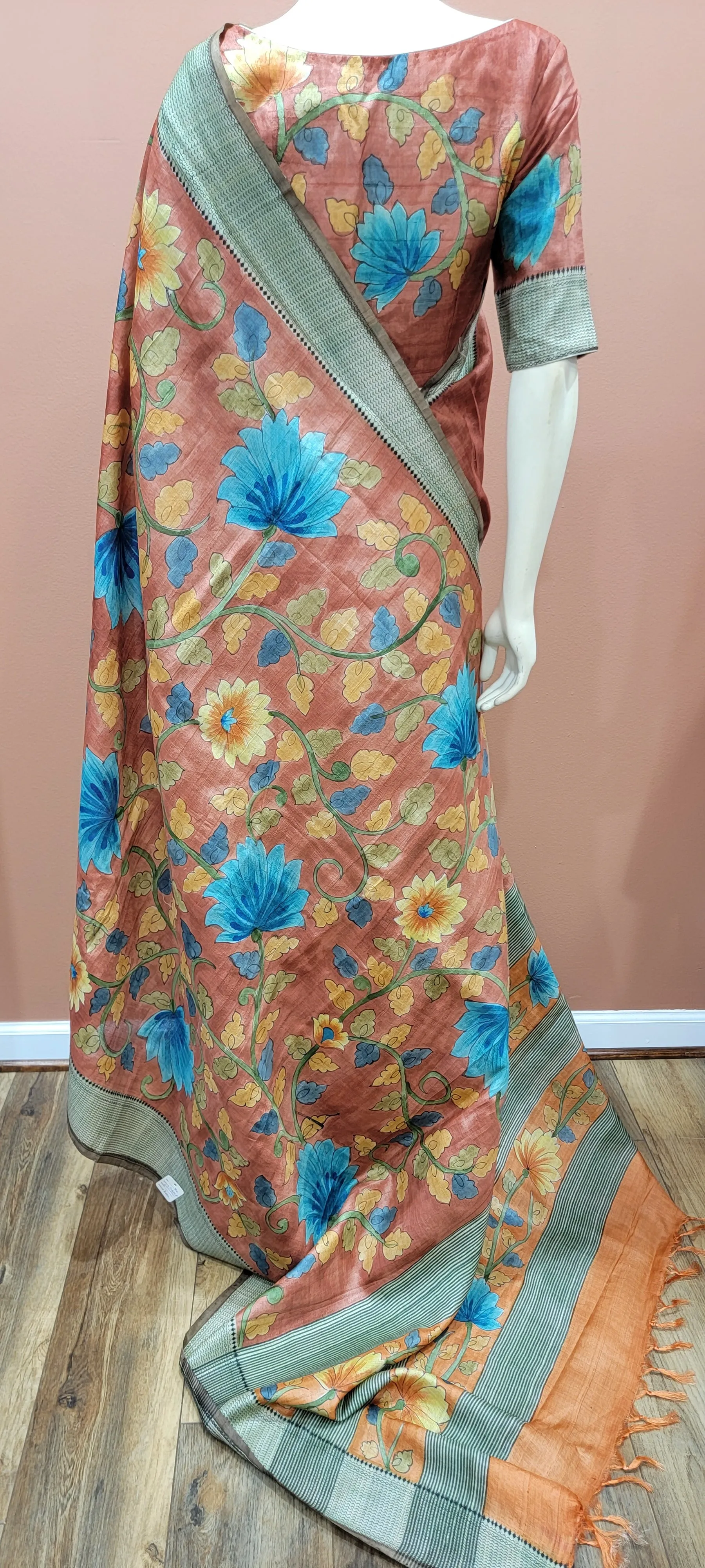 Tussar Kalamkari Saree w/ Blouse