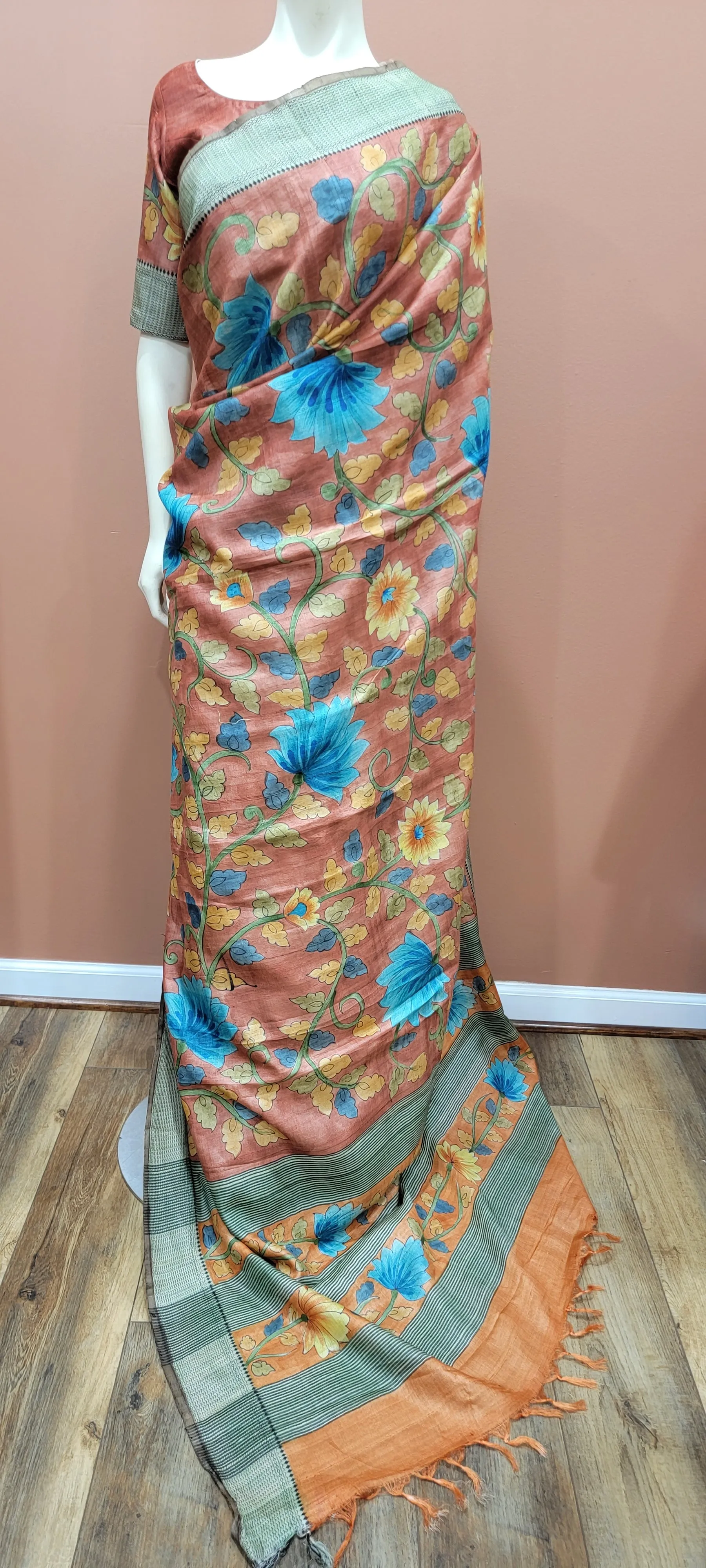 Tussar Kalamkari Saree w/ Blouse