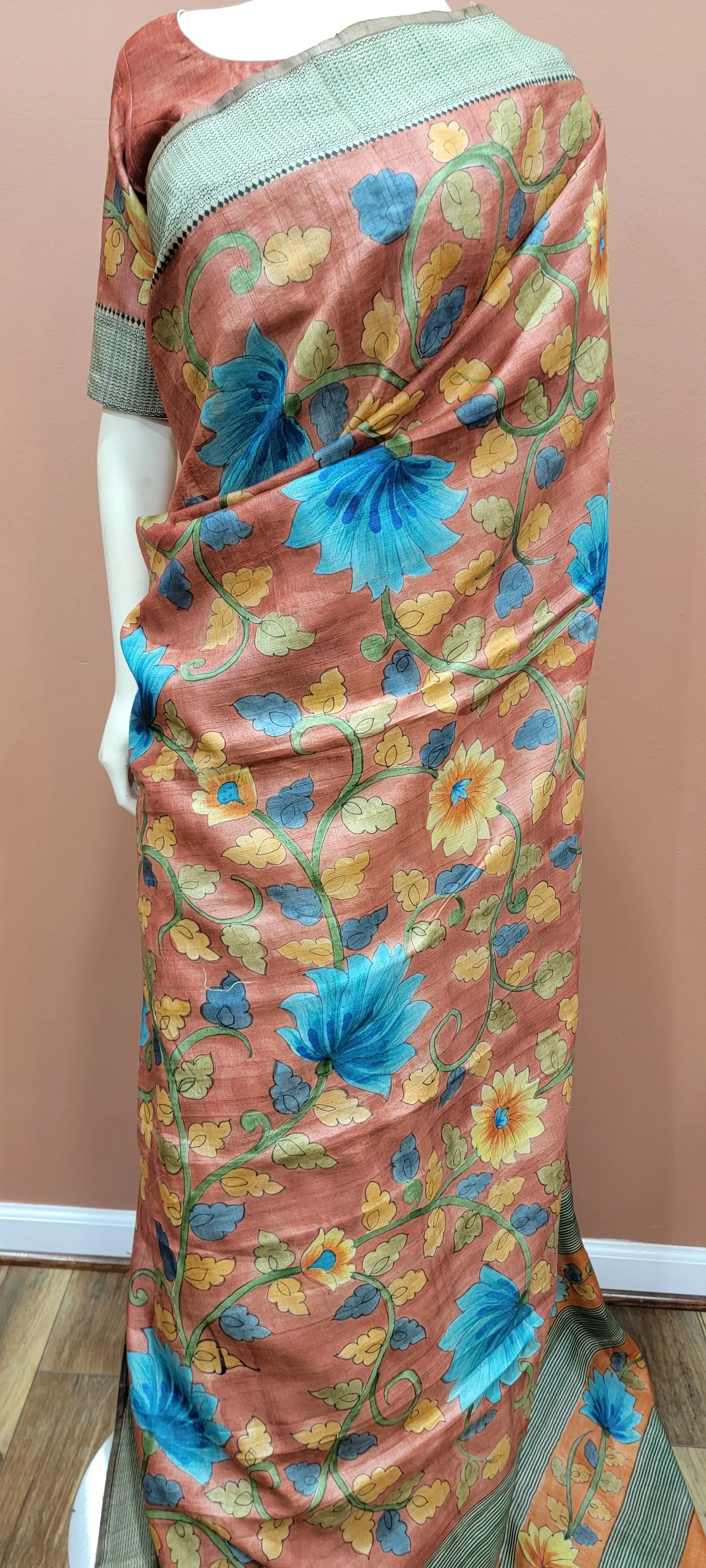 Tussar Kalamkari Saree w/ Blouse