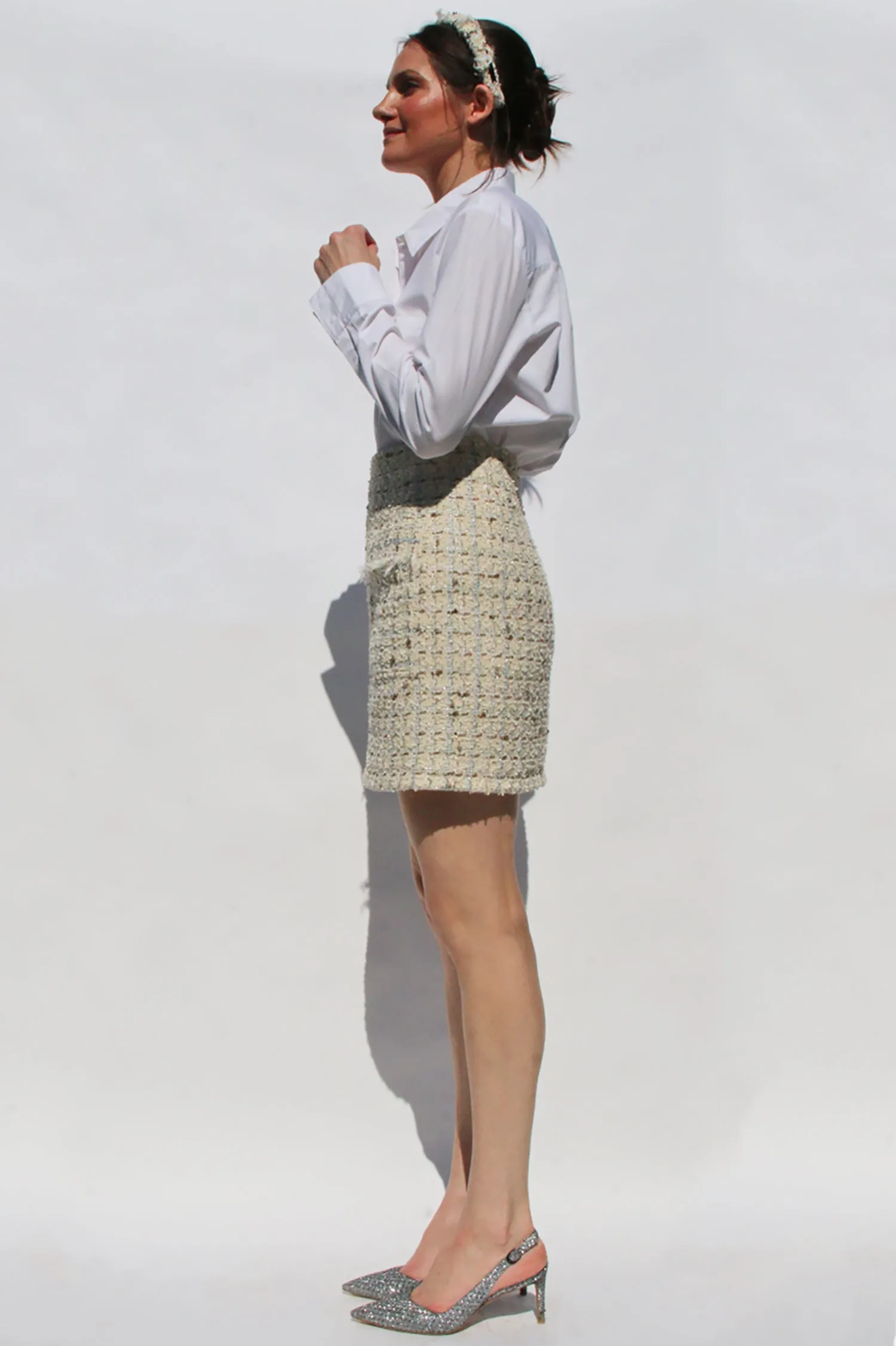 Tweed Mini Skirt with Pockets