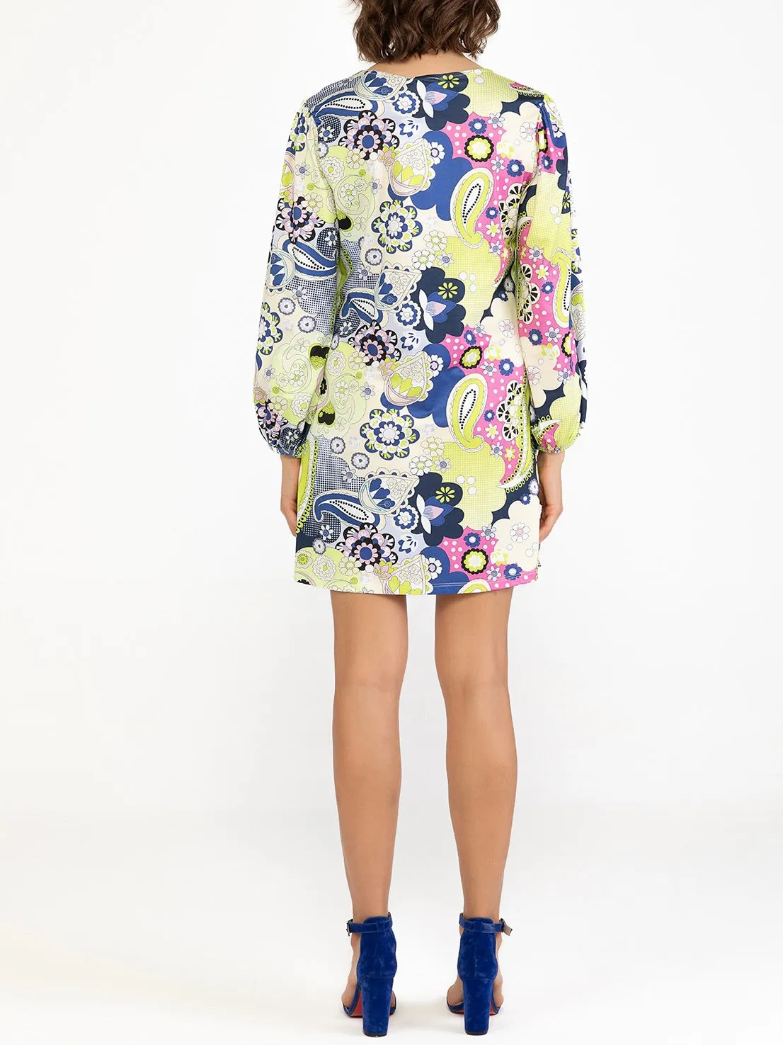 V-Neck A Line Dress - Multi