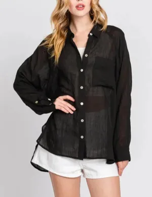 Valencia Plain and Sheer Button Up Long Sleeve (Assorted)