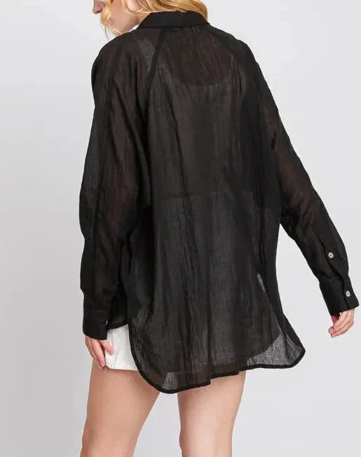 Valencia Plain and Sheer Button Up Long Sleeve (Assorted)
