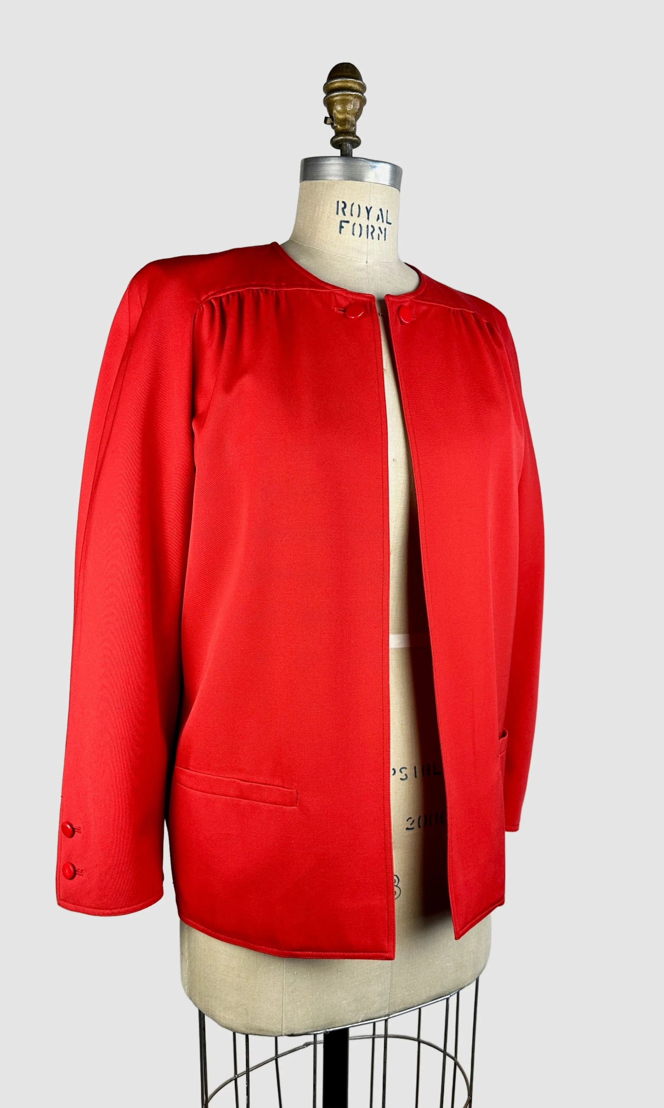 VALENTINO Boutique 90s Candy Red Gabardine Jacket • Small
