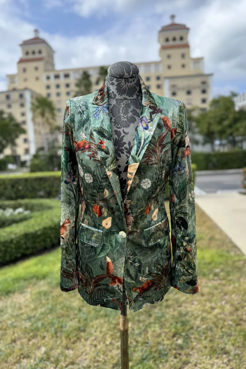 Velvet Blazer in Forest