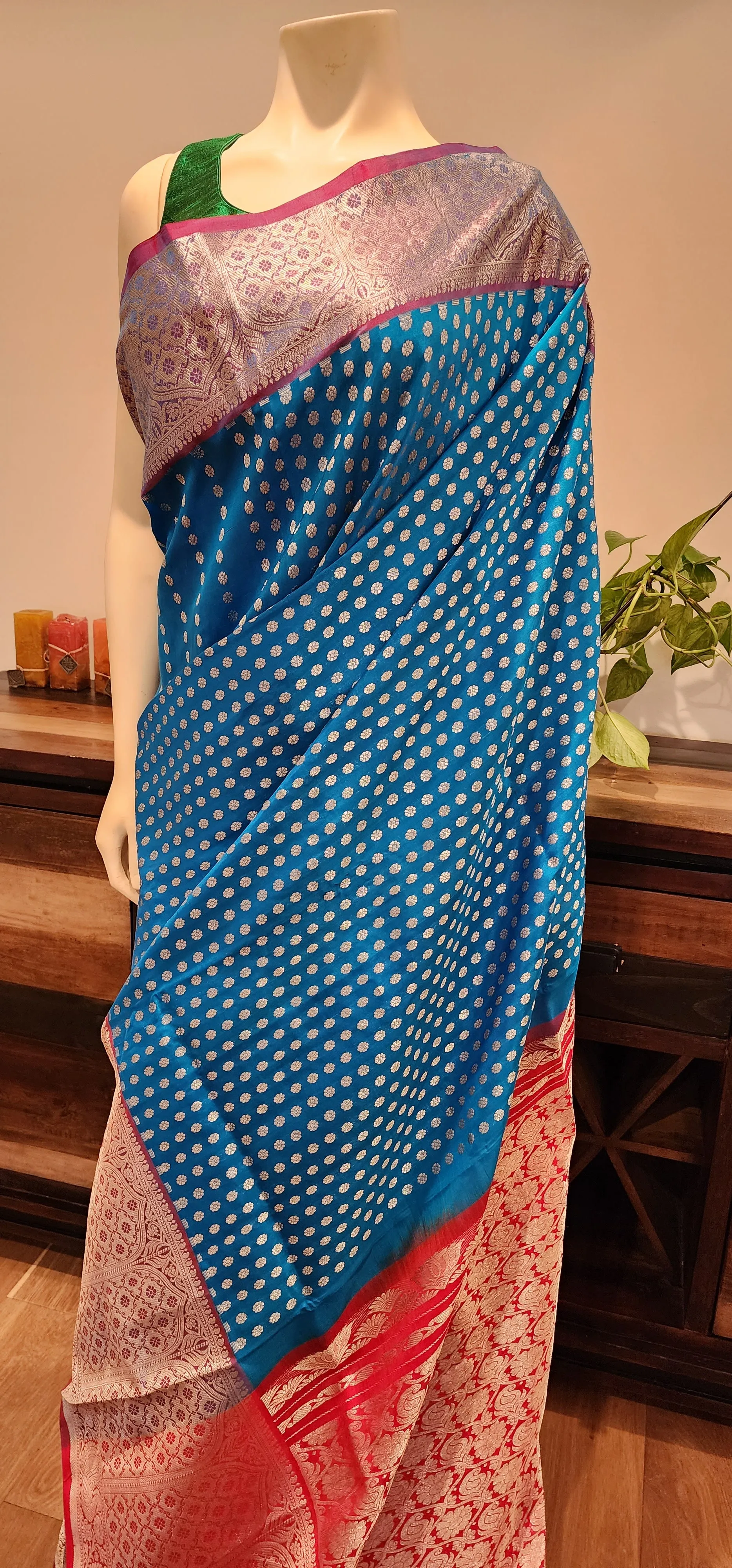 Venkatagiri Silk Saree in Blue W/ Custom Blouse