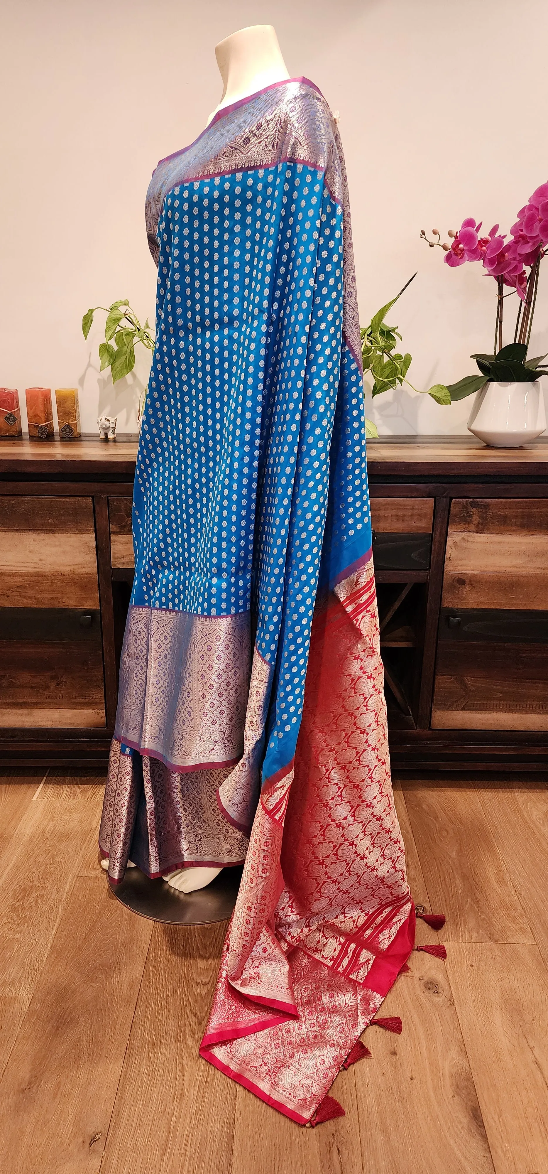 Venkatagiri Silk Saree in Blue W/ Custom Blouse