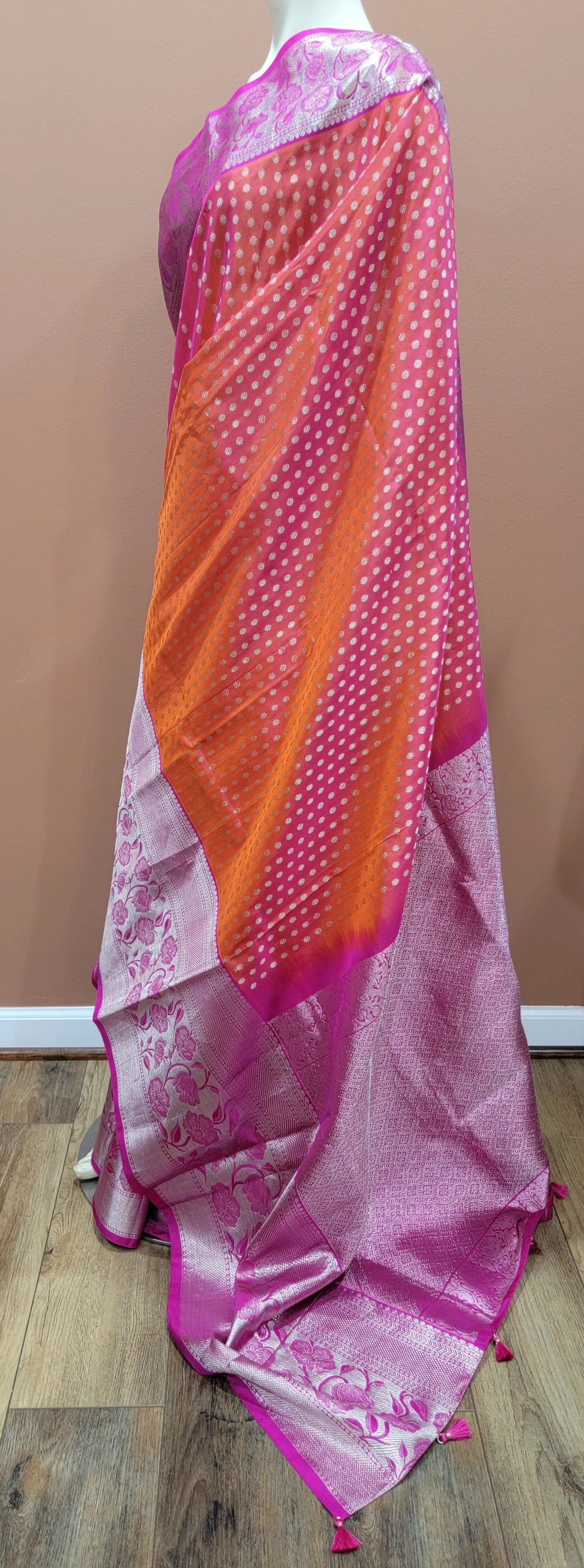 Venkatagiri Silk Saree in Pink w/ Custom Blouse