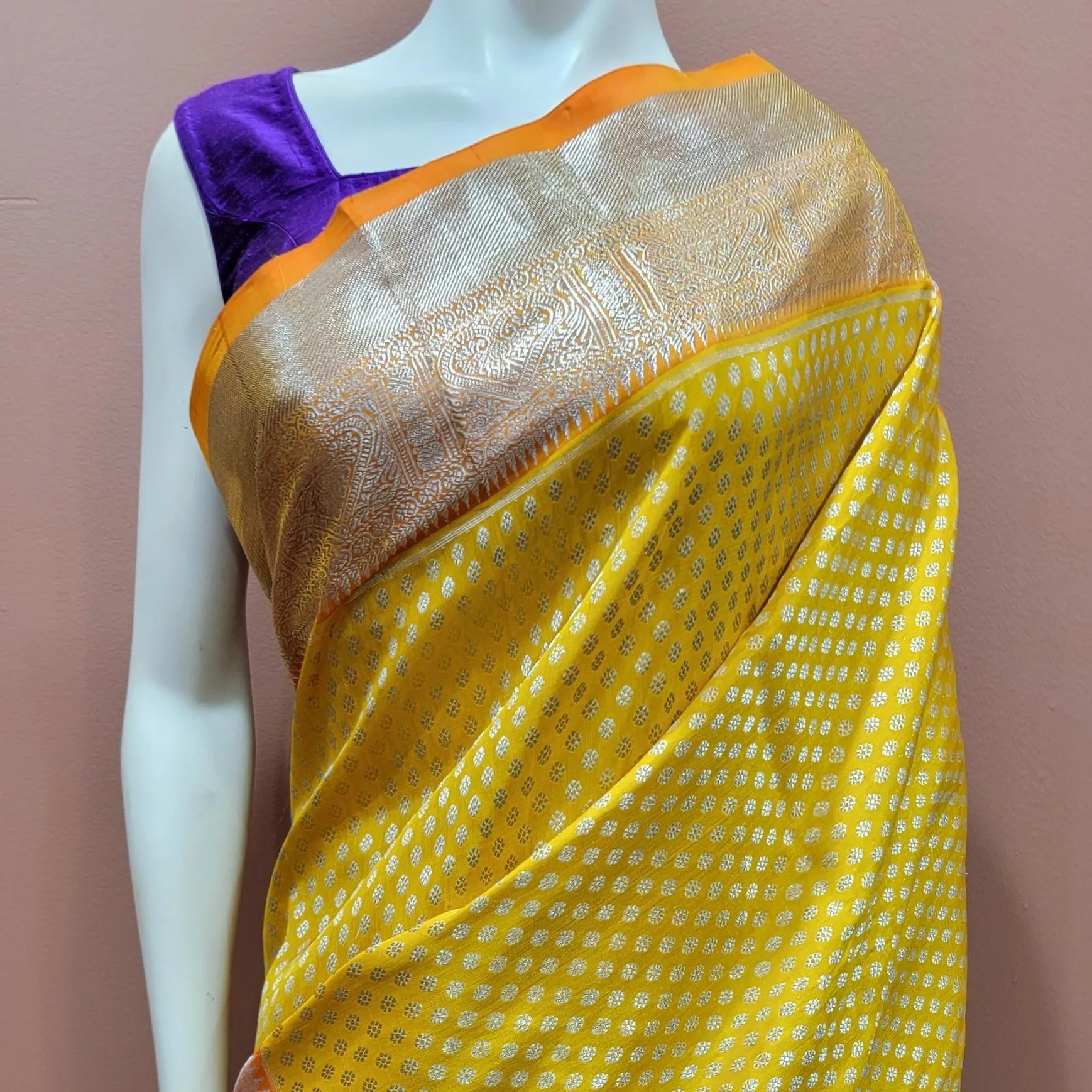 Venkatagiri Silk Saree in Yellow w/ Custom Blouse