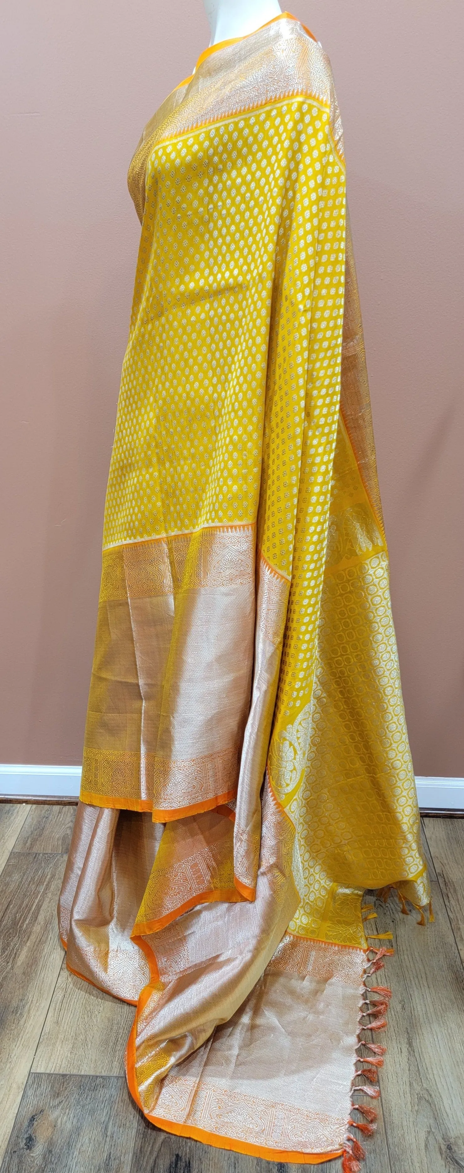 Venkatagiri Silk Saree in Yellow w/ Custom Blouse