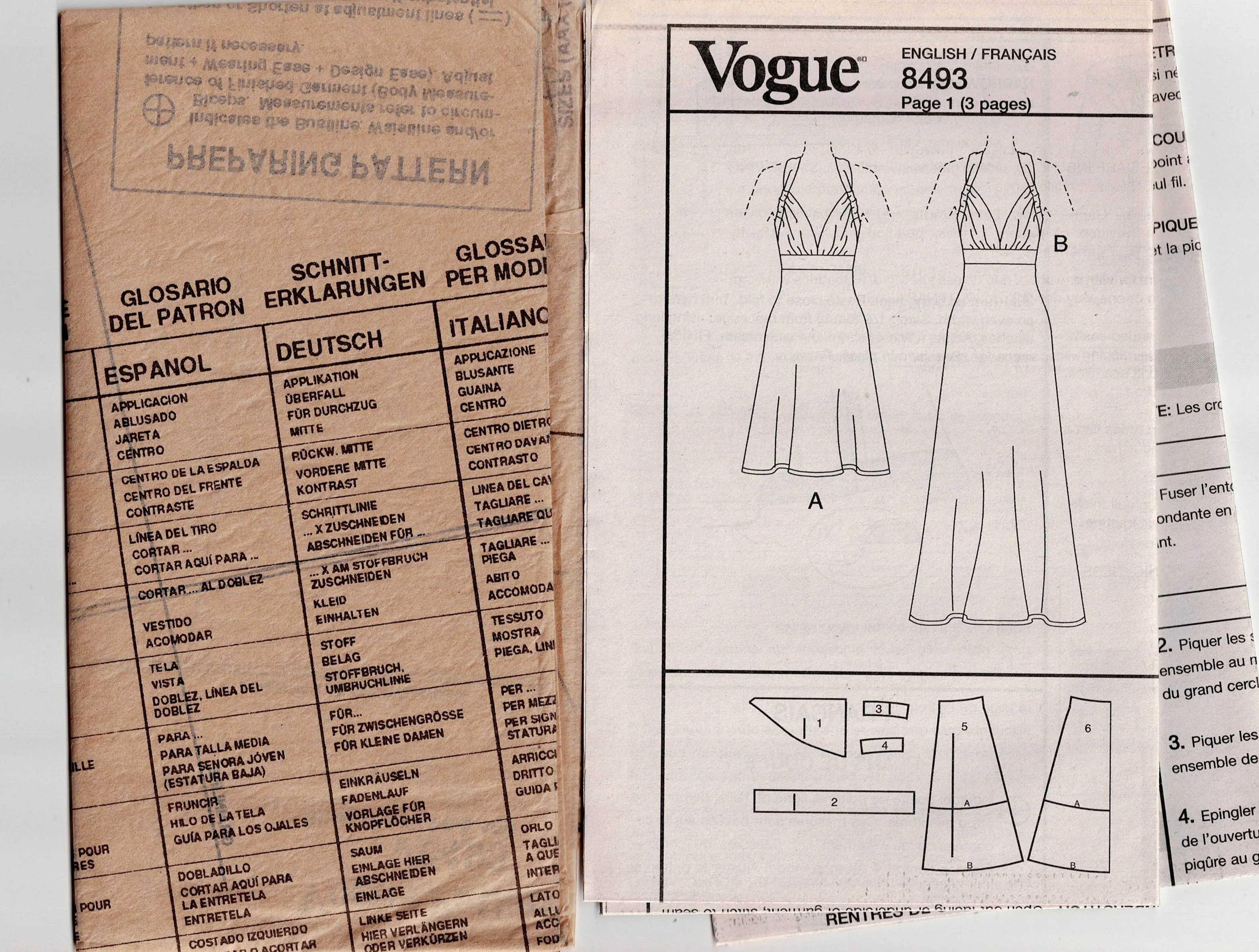 Very Easy Vogue 8493 Halter Midriff Evening Dress Out Of Print Sewing Pattern Size 4 - 10 UNCUT Factory Folded