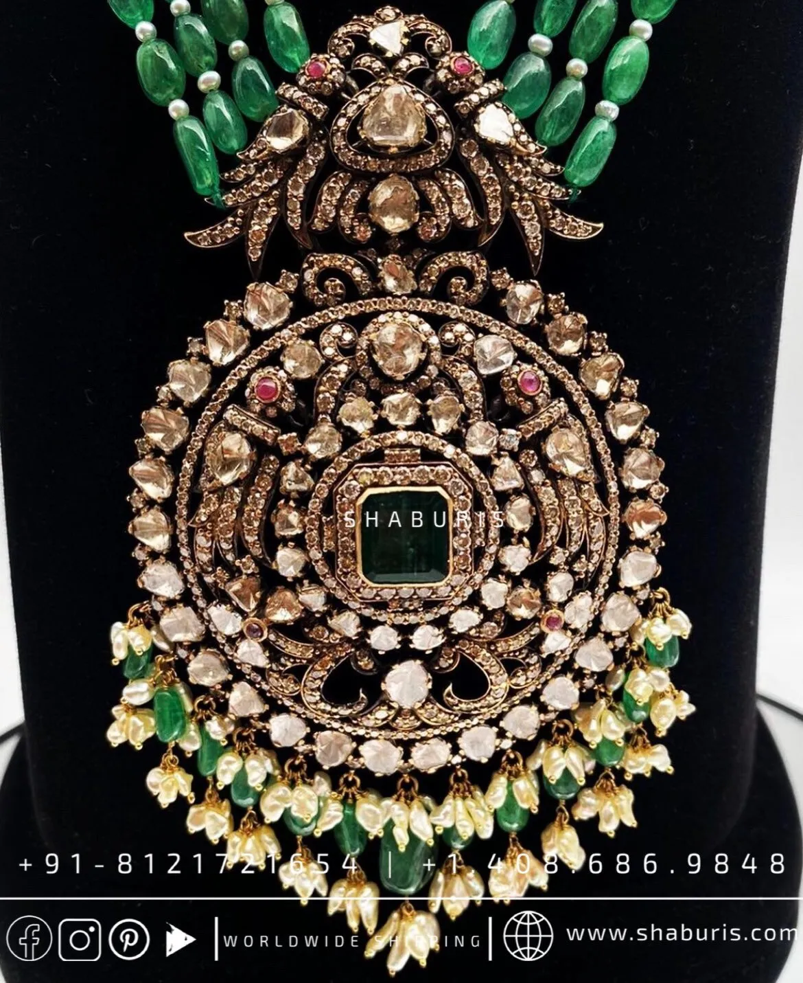 Victorian Necklace Diamond Necklace Beaded Necklace Heavy choker Diamond Jewelry Moissanite Necklace Bridal-SHABURIS