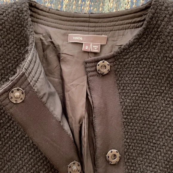 Vince black ribbed snap button blazer jacket size 2 or XS