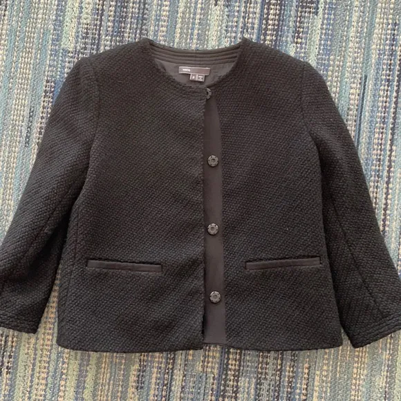 Vince black ribbed snap button blazer jacket size 2 or XS