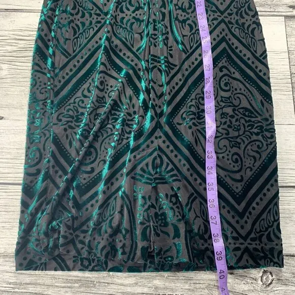 Vince Camuto Green Velvet Burnout Cap Sleeve Bodycon Sheath Dress