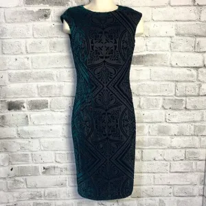Vince Camuto Green Velvet Burnout Cap Sleeve Bodycon Sheath Dress