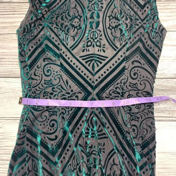 Vince Camuto Green Velvet Burnout Cap Sleeve Bodycon Sheath Dress