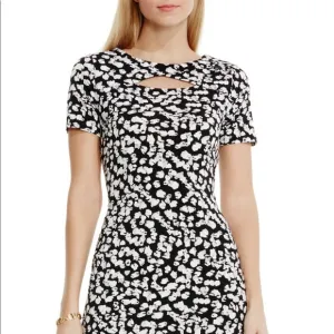 Vince Camuto Random Dabs Print Keyhole Dress