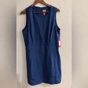 VINCE CAMUTO Women’s Navy Blue Sleeveless Knee Length Sheath Dress Size 14 NEW