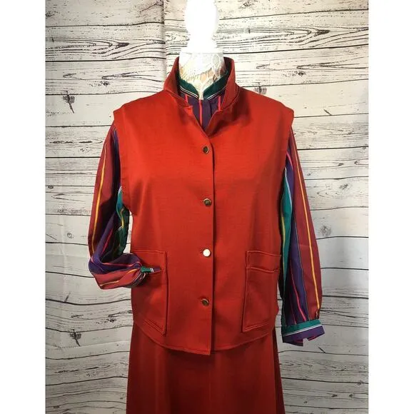 Vintage 70's 3 piece Donna Louise blouse, skirt and top size 16