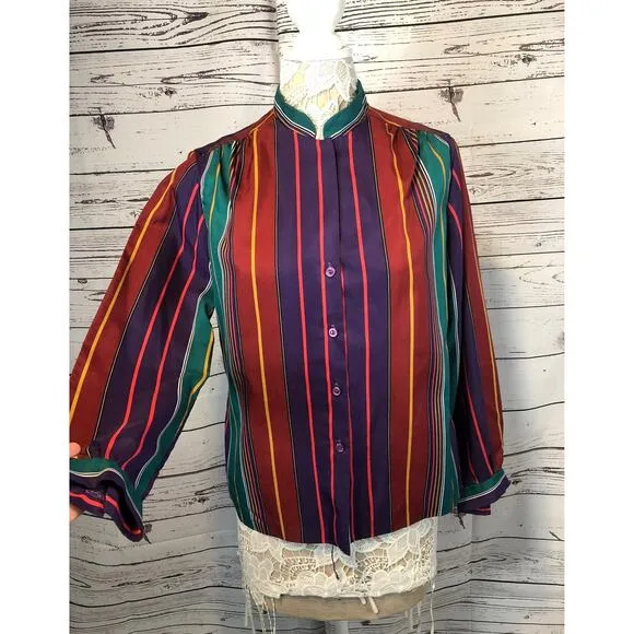 Vintage 70's 3 piece Donna Louise blouse, skirt and top size 16