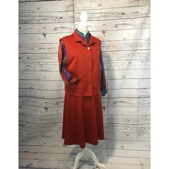 Vintage 70's 3 piece Donna Louise blouse, skirt and top size 16