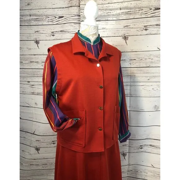 Vintage 70's 3 piece Donna Louise blouse, skirt and top size 16