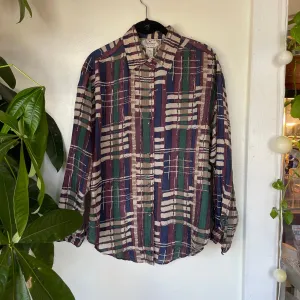 Vintage 80s 90s Silk blouse // Size Medium (HT2448)