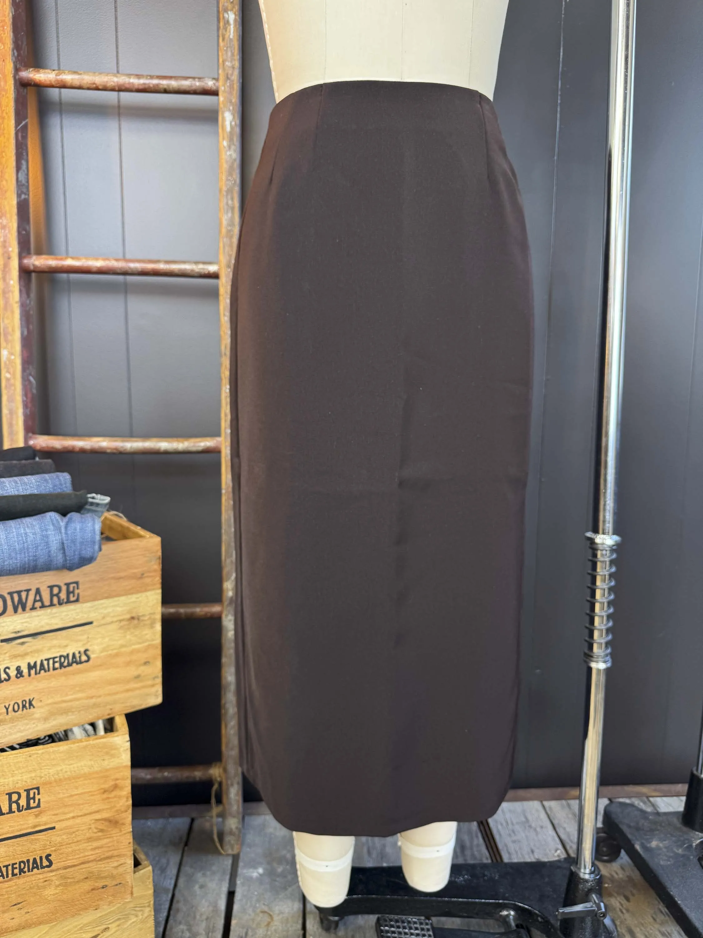 Vintage Briggs Brown Midi Pencil Skirt - Size L