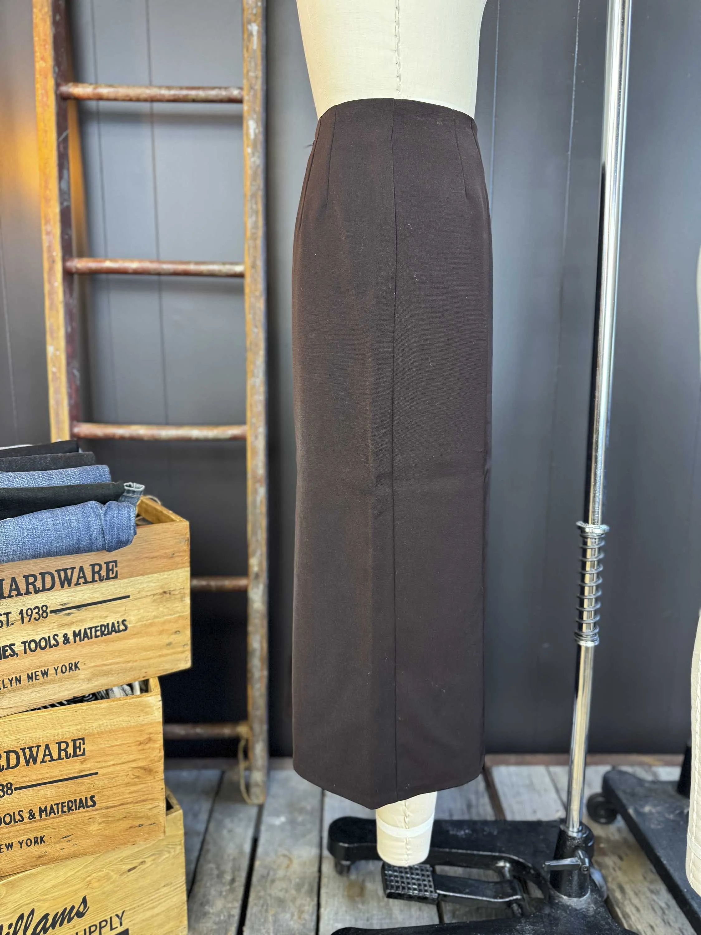 Vintage Briggs Brown Midi Pencil Skirt - Size L