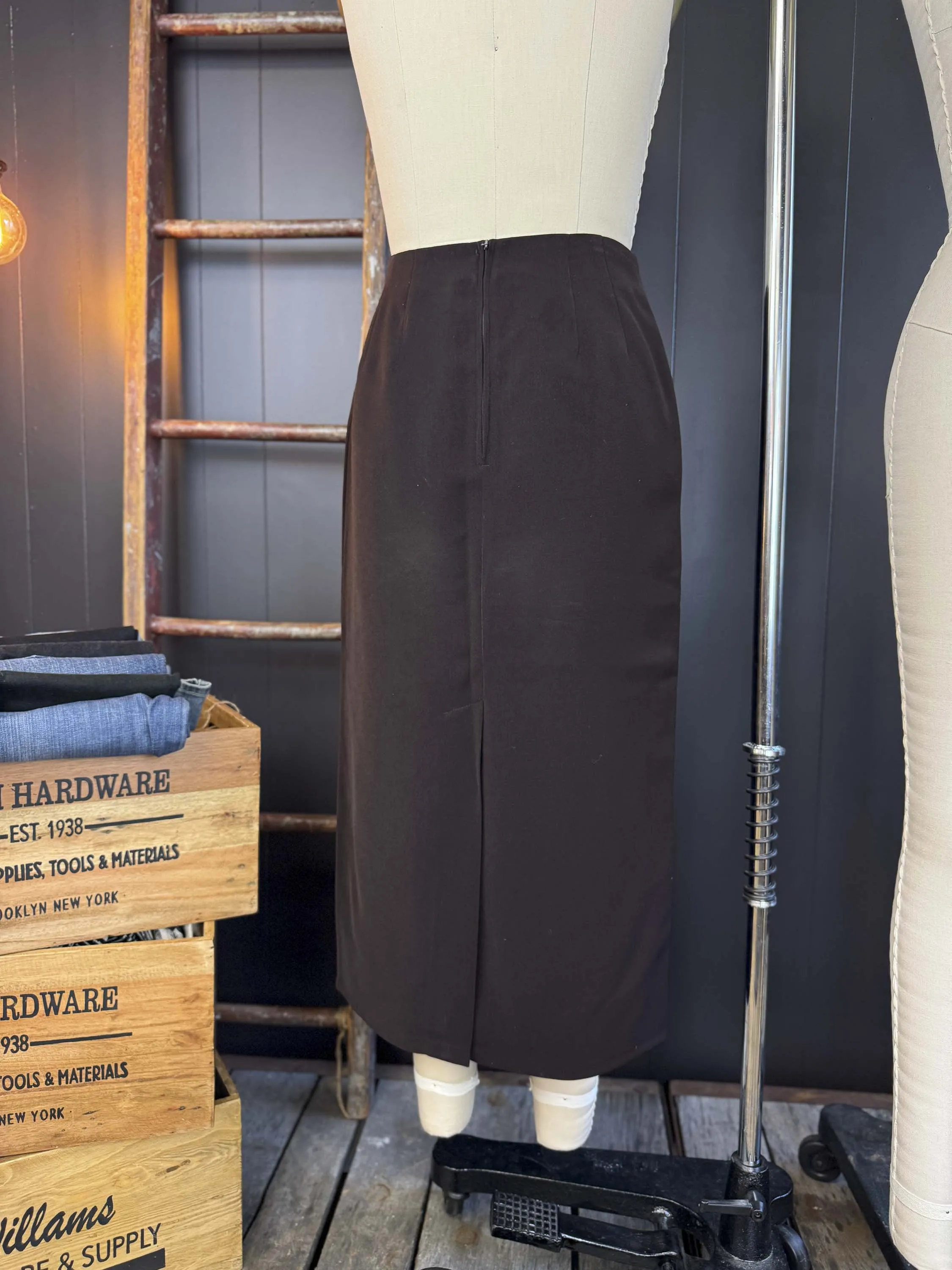 Vintage Briggs Brown Midi Pencil Skirt - Size L