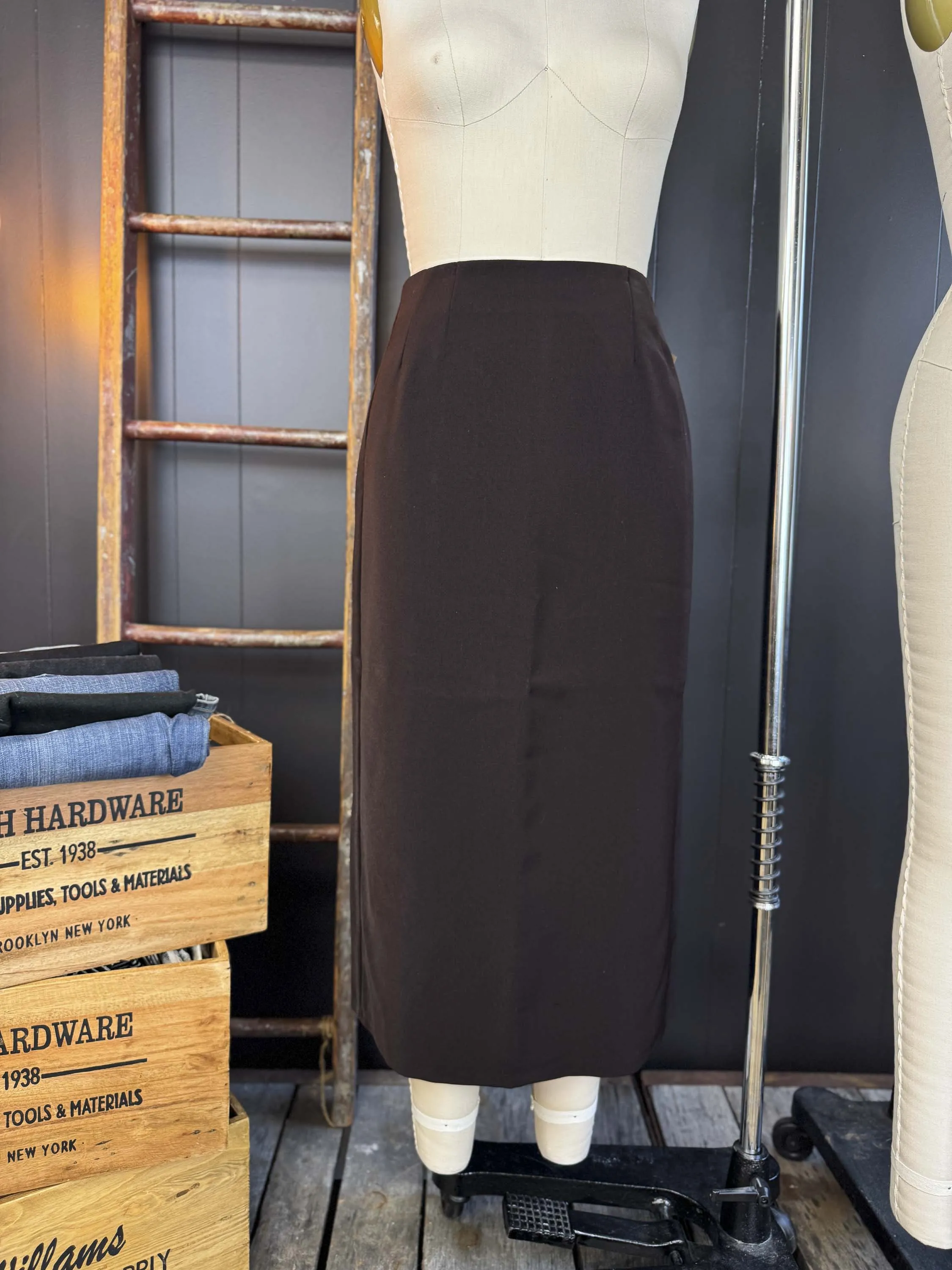 Vintage Briggs Brown Midi Pencil Skirt - Size L