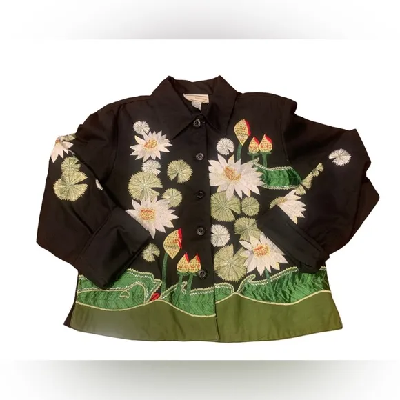 Vintage‎ Carrie Allen NWT Large Women’s Embroidered Floral Jacket Long Sleeve
