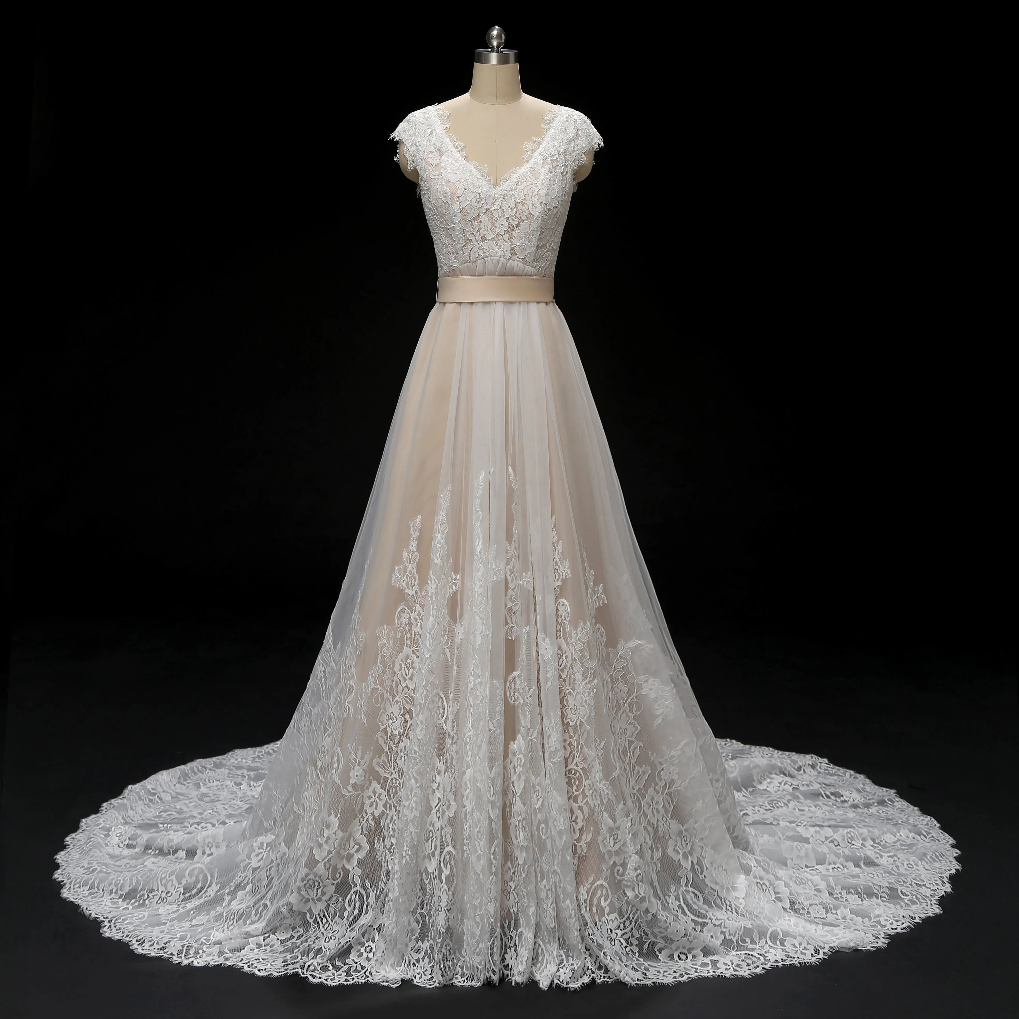 Vintage Champagne Lace Wedding Dress | ARDEN