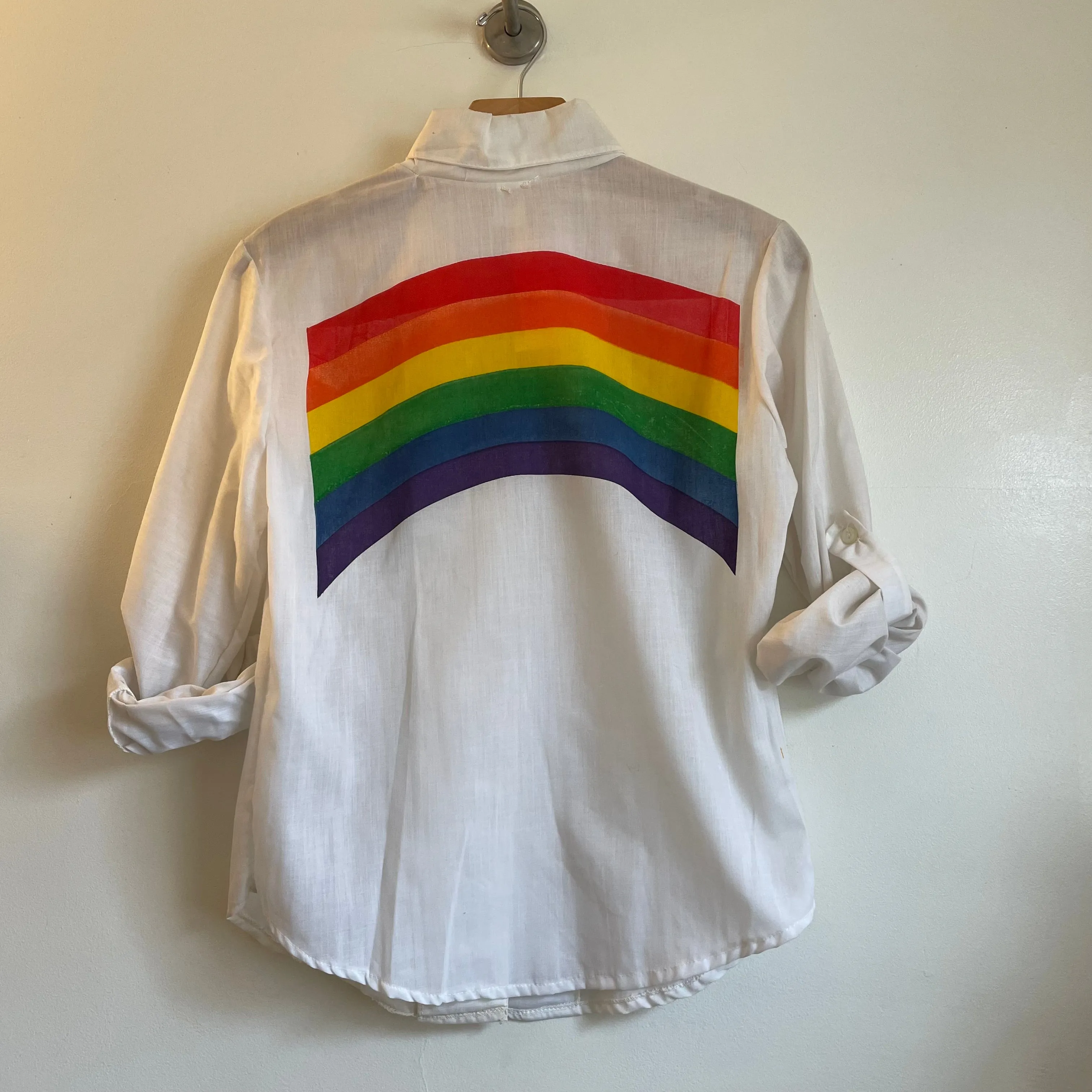 Vintage Deadstock Rainbow blouse // size Small