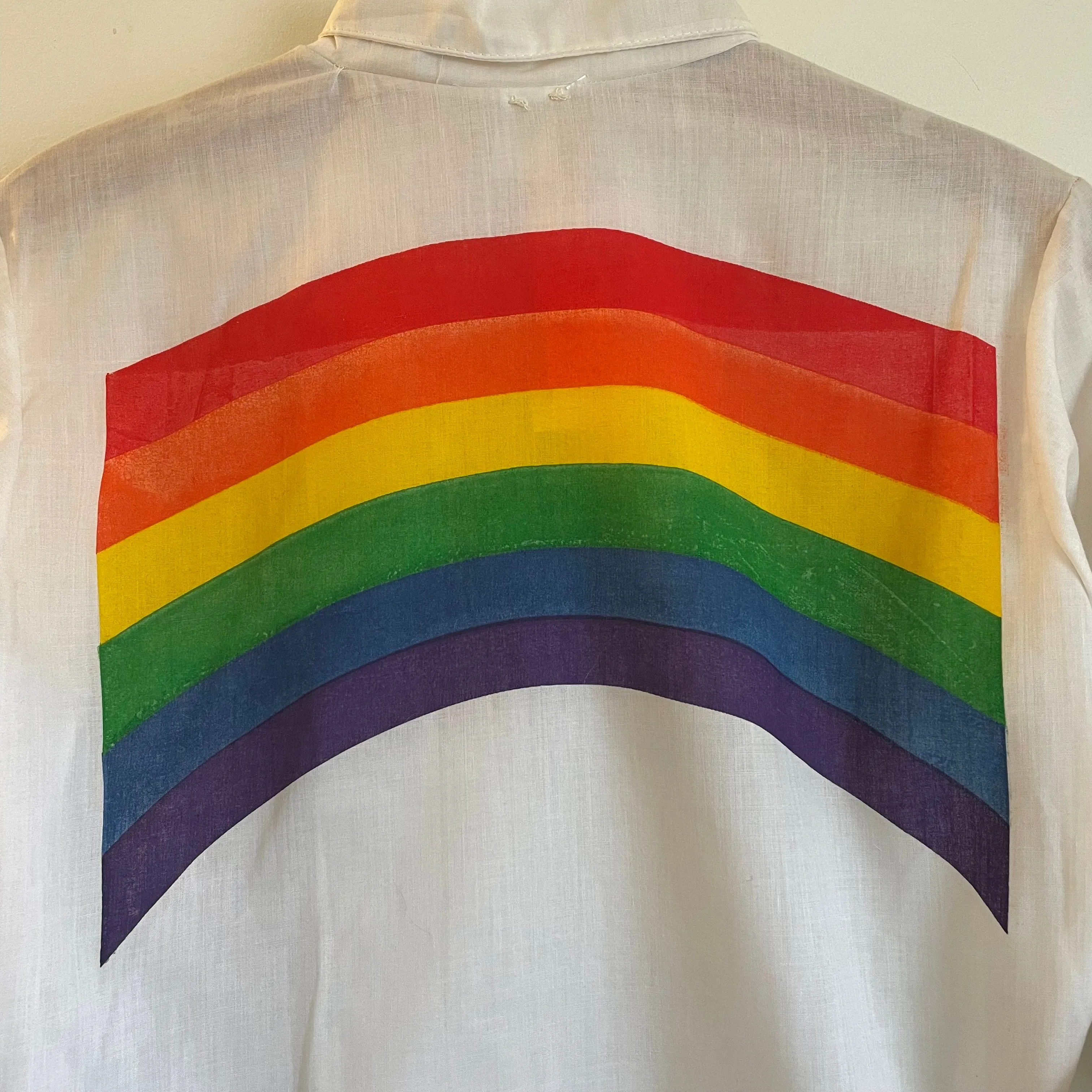 Vintage Deadstock Rainbow blouse // size Small
