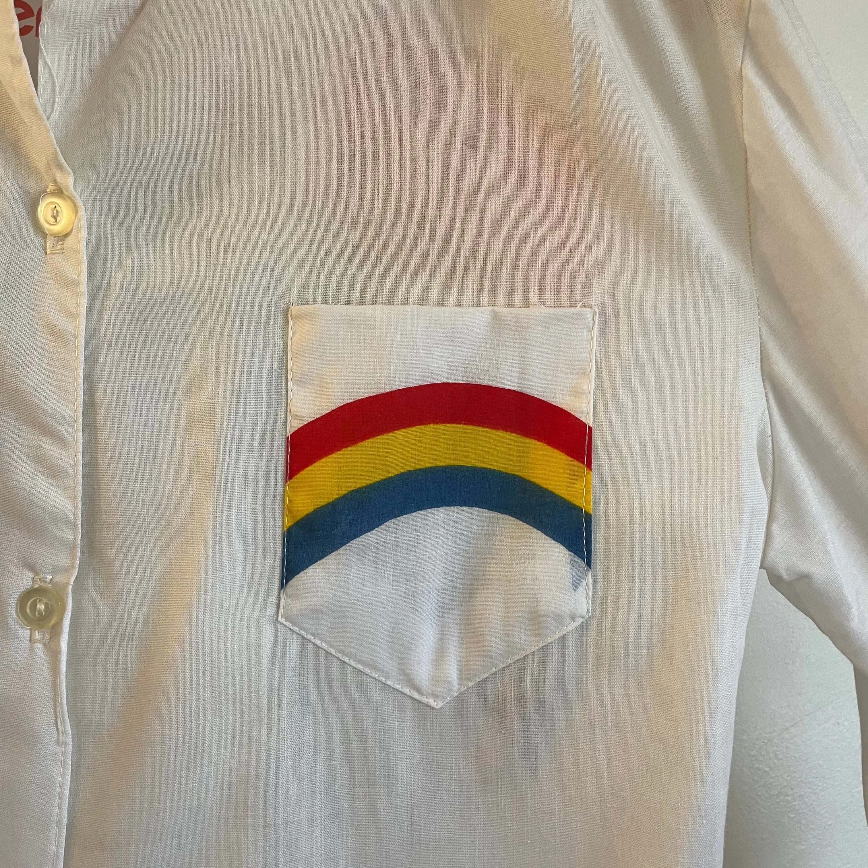 Vintage Deadstock Rainbow blouse // size Small