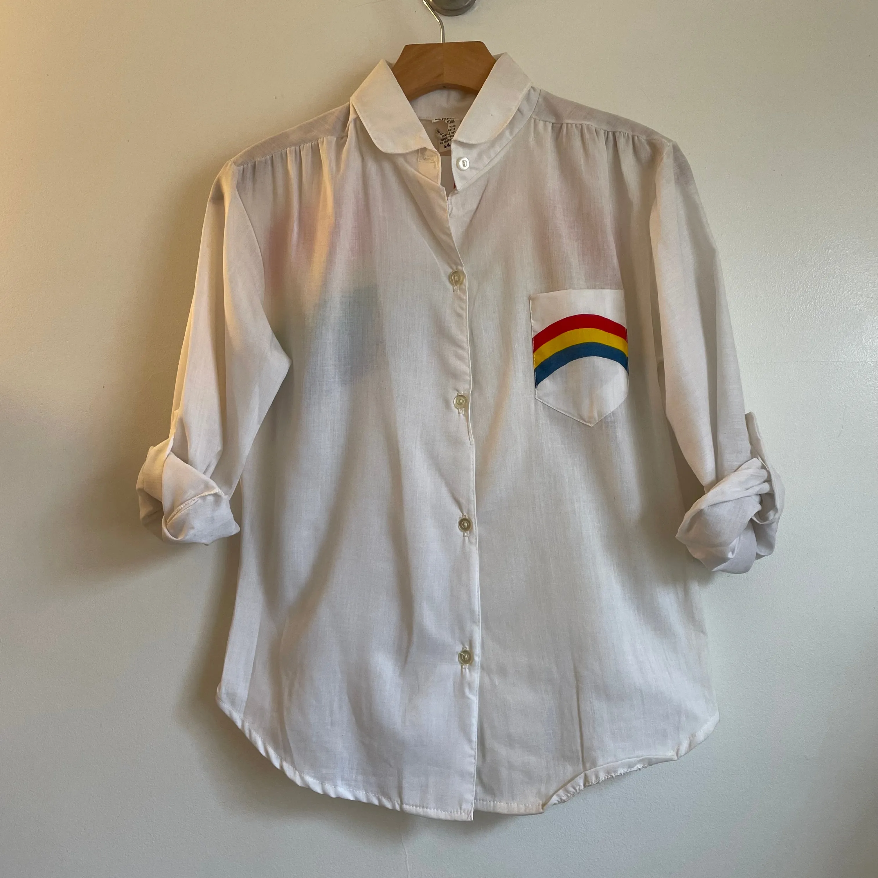 Vintage Deadstock Rainbow blouse // size Small